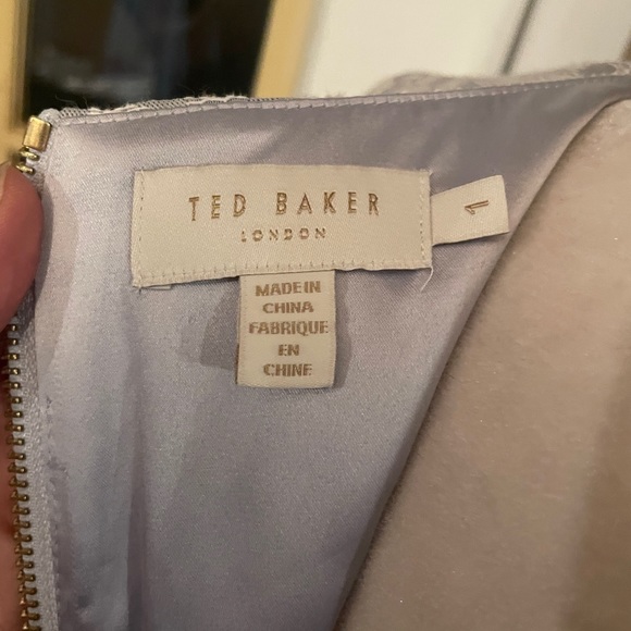 TED BAKER DENAI SILVER/BLUE JACQUARD FIT AND FLARE DRESS US SIZE 4 - Picture 9 of 12